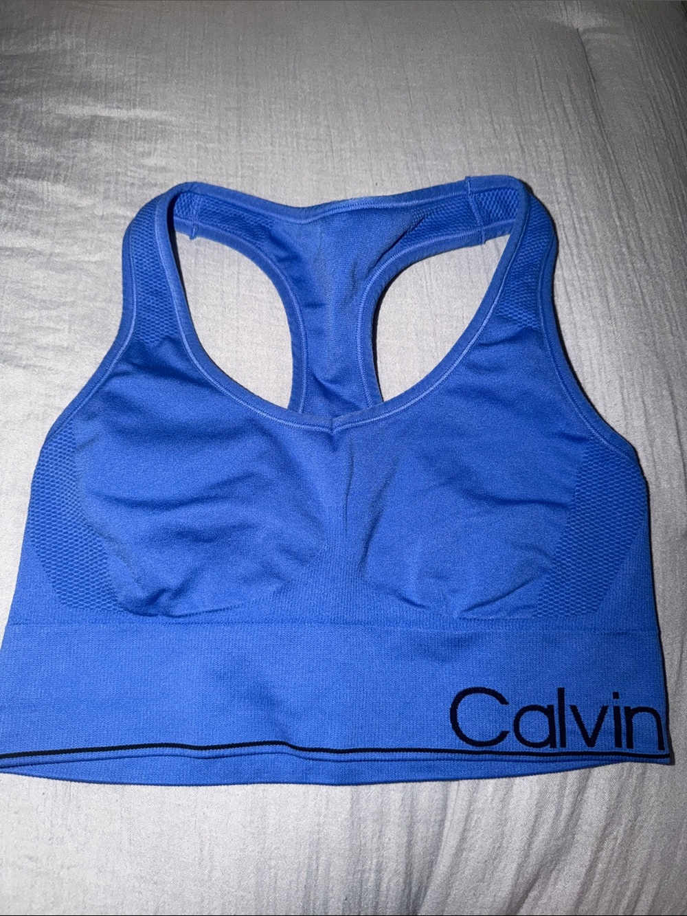 Calvin Klein Electric Blue Seamless Racerback Sports Bra